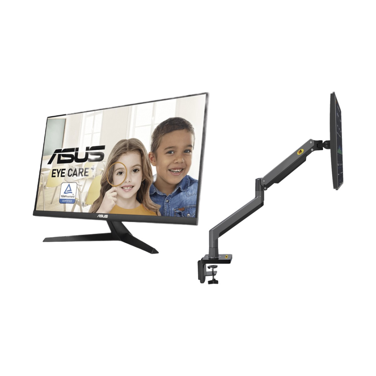 Kit de Montaje de Escritorio Articulado + Monitor Profesional Ultra Delgado 27” Full HD