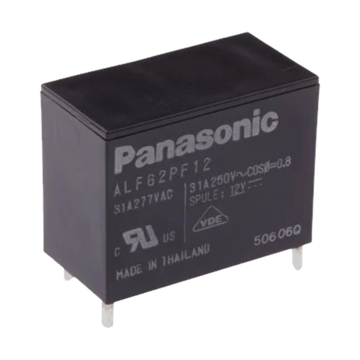 Relevador de 4 pines para tarjetas impresas Through-Hole de 12 Vcc, 31 Amp.