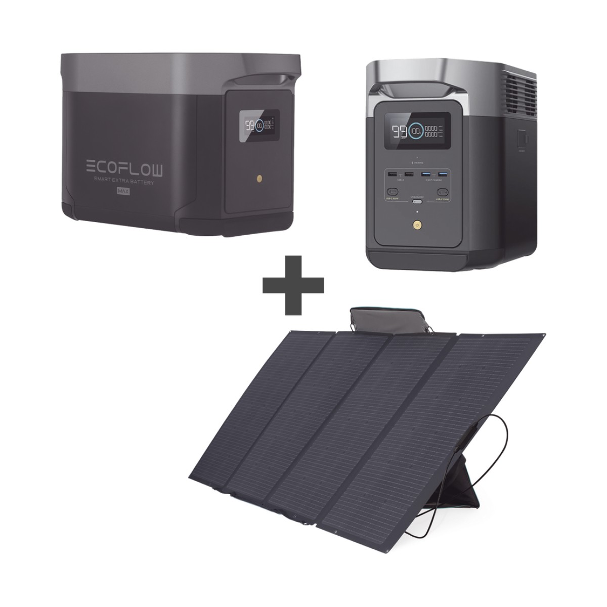 Kit de Estación de Energía Portátil 2048Wh + Batería Externa 2048Wh + Panel Solar Flexible 400W (4096Wh Totales)