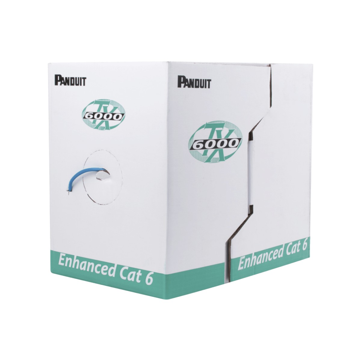 Bobina de Cable UTP 305 Metros (1000 Pies) de Cobre, TX6000™ PanNet, Reelex, Verde, Categoría 6 Mejorado (23 AWG), PVC (CM), de 4 Pares