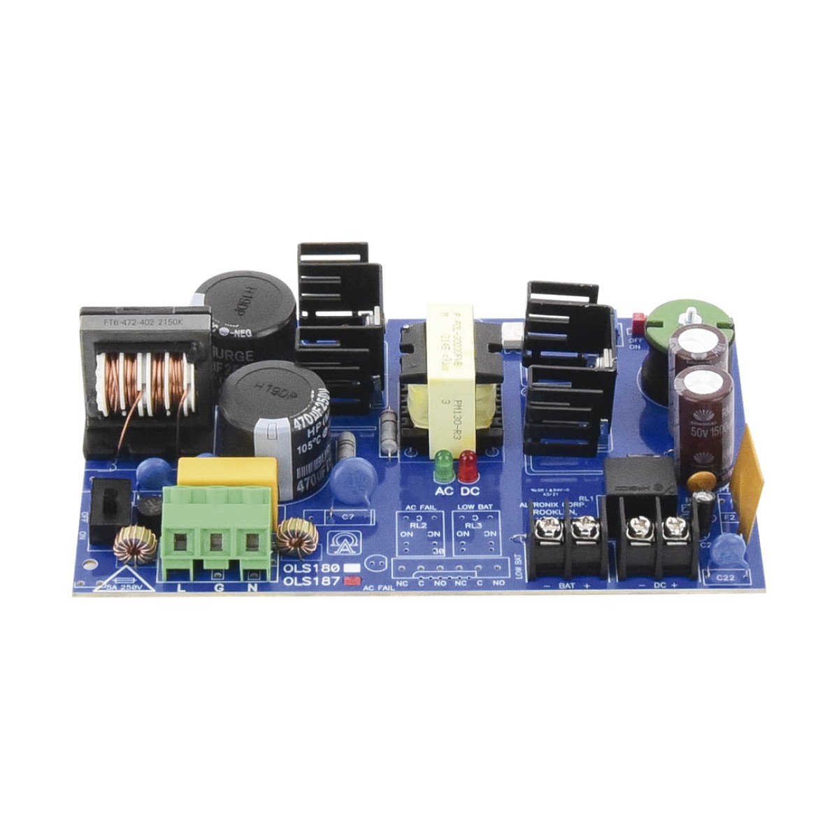 Fuente de Alimentación Tipo Tarjeta / 12/24 VCC Seleccionable / 6 A de Corriente Continua / Entrada 115 VCA 50/60 Hz / Respaldo con Batería / Protección contra Cortocircuito y Sobretensión