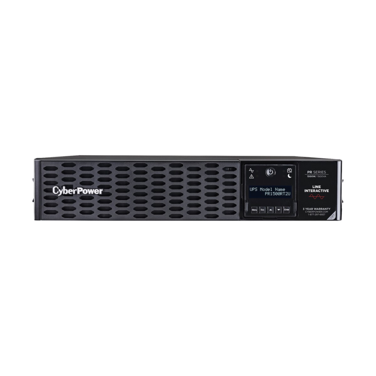 UPS de 1500 VA/1500 W, Topología Línea Interactiva, Entrada 120 Vca NEMA 5-15P, Onda Senoidal Pura, Torre o Rack 2 UR, Con 8 Tomas NEMA 5-15R