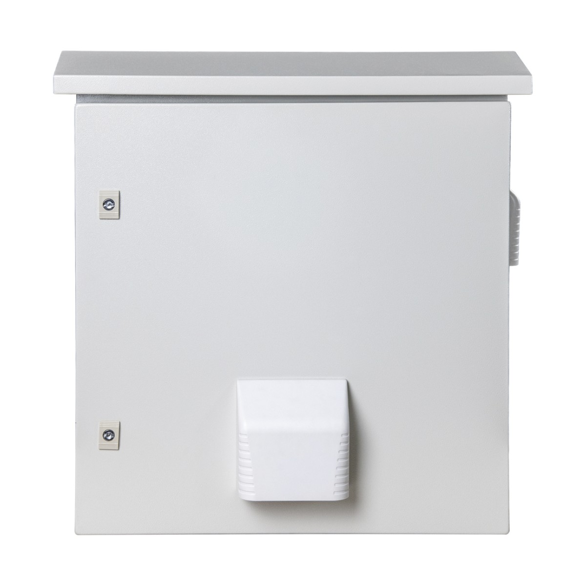 Gabinete Ventilado de Acero IP55 Uso en Exterior (593 x 609 x 399 mm) con Placa Trasera Interior Metálica y Compuerta Inferior Atornillable. Incluye Ventilador, Ventilas, filtros, Terminal de Tierra Física, Chapas y Ll