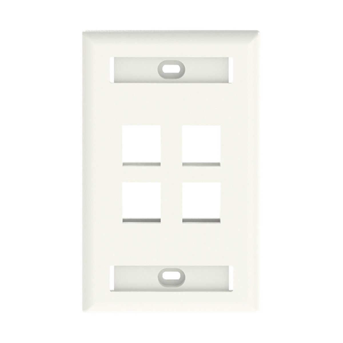 Placa de Pared Vertical, Salida Para 4 Puertos Keystone, Con Espacios Para Etiquetas, Color Blanco Mate