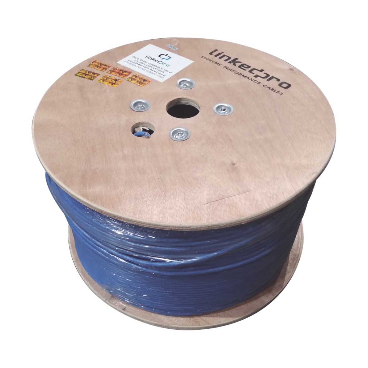 Bobina de 1000 Metros (3280.84 Pies) Cable Cat6+ Calibre 23 Alto Desempeño, ETL, UL, Color Azul, Super Flexible, de 1000 Metros (3280.84 Pies), para Aplicaciones de CCTV, Video HD, y Redes de Datos