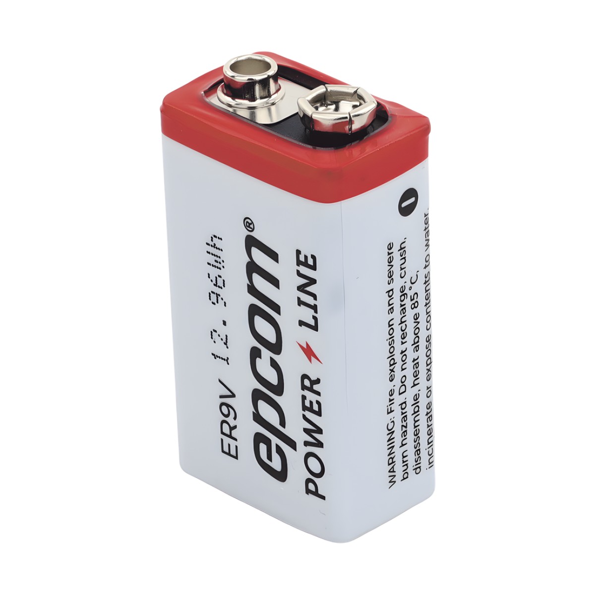 Batería de Litio 9V / 1200 mAh / Cloruro de Tionilo / No Recargable / Operación -60°C a +85°C / Acero Inoxidable
