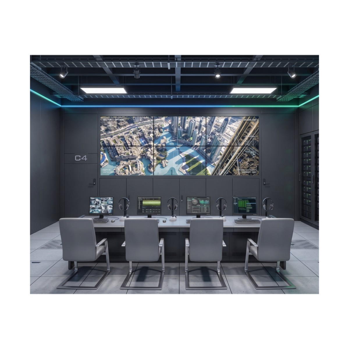 Kit Videowall 3x2 / 6 Pantallas 55" Full HD / Decodificador 16CH 4K / Base de Piso / Hikvision