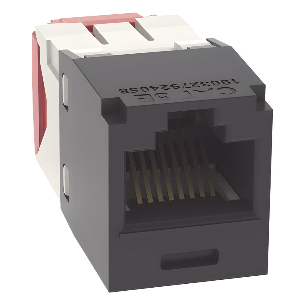 Conector Jack RJ45 Estilo TG, Mini-Com, Categoría 5e, de 8 Posiciones y 8 Cables, Color Negro