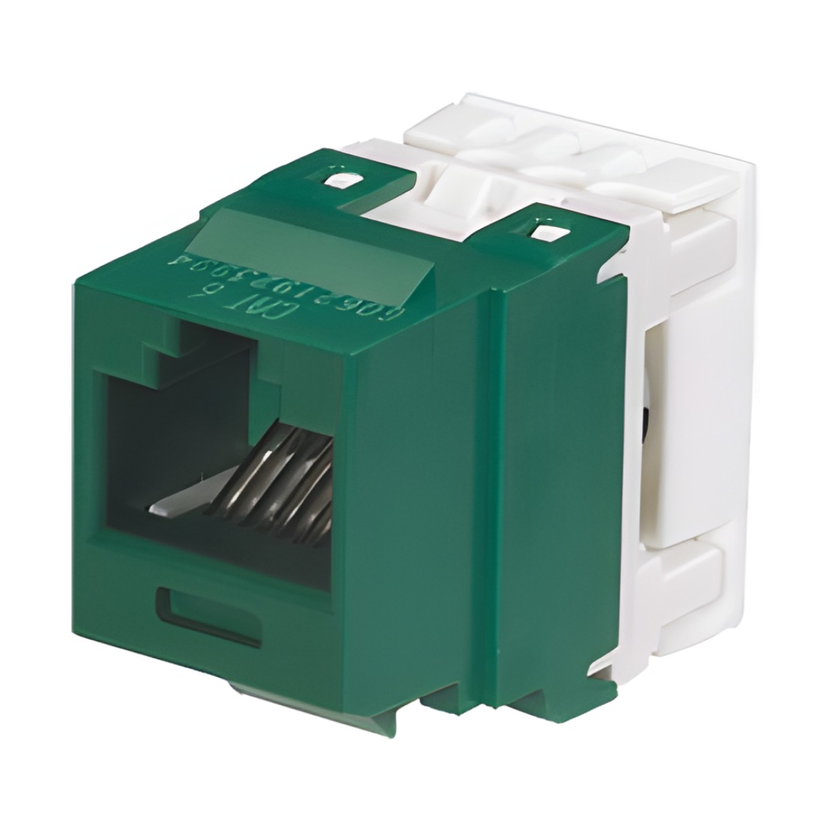 Conector Jack Estilo 110 (de Impacto), Tipo Keystone, Categoría 6, de 8 Posiciones y 8 Cables, Color Verde