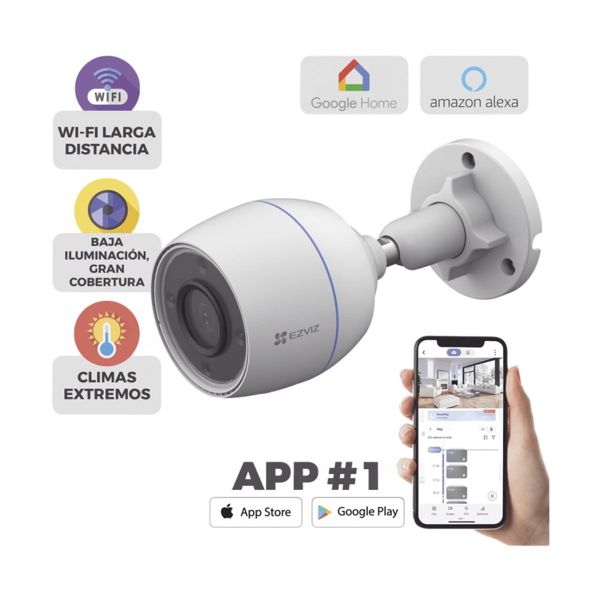Bala WiFi / 2  Megapixel / Detección humana / Micrófono Integrado / Micro SD / Excelente Vision Nocturna / Exterior