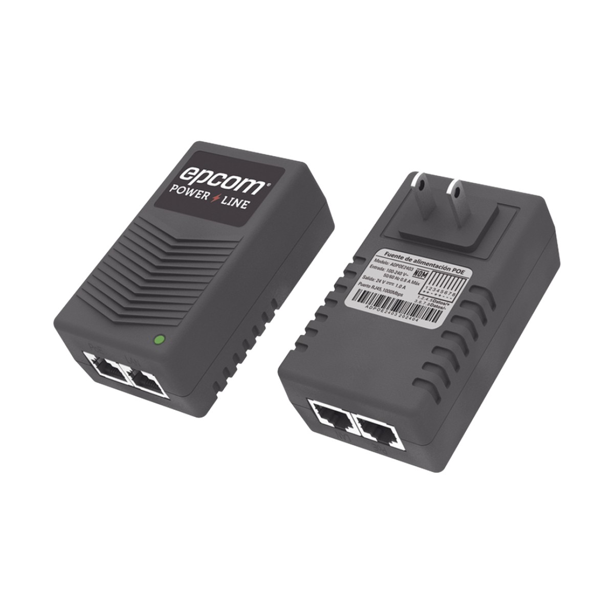 Adaptador de pared / Inyector PoE / 24 Vcc / 1 A / Controlado por chip IC / Protección contra OV, OC, SC, UV/  Fácil de instalar