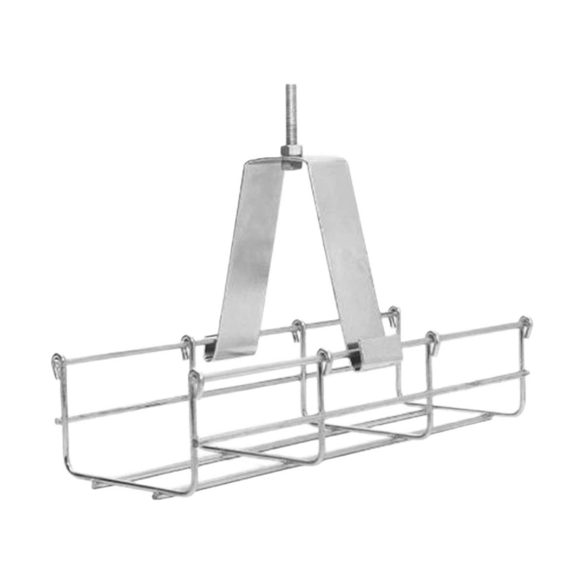 Suspensión conjunto 100 mm, para montar la charola desde el techo, con acabado Electro Zinc para varilla de 1/4, 5/16 y 3/8