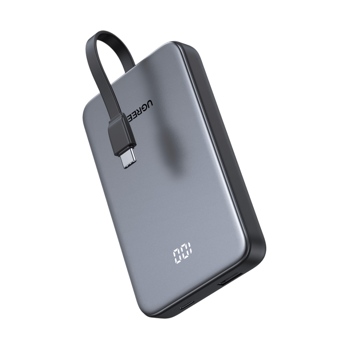 Power Bank 10000mAh con Cable Integrado 20W / Puerto USB-C PD3.0 PPS / Puerto USB-A SCP 22.5W / Batería Polímero Litio / Protecciones Múltiples / Indicador Digital / Material V-0