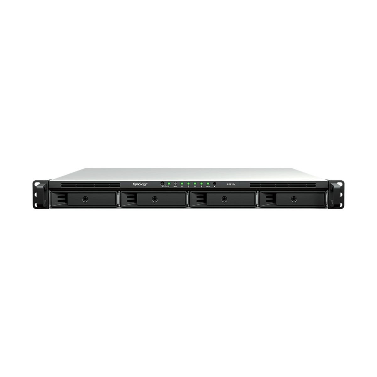 NAS Rackmount 4 Bahías / 1U 44 mm (1.73 in) / AMD Ryzen V1500B 4 Núcleos 2.2 GHz / 4GB DDR4 ECC SODIMM / 4x 1GbE RJ45 / PCIe 3.0 x8 / Escalable a 8 Bahías con RX426 / DSM / Storage Tiering