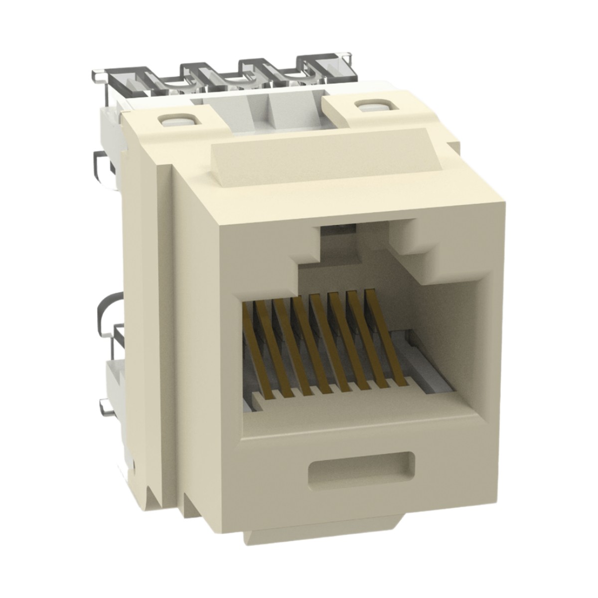 Conector Jack Estilo 110 (de Impacto), Tipo Keystone, Categoría 6, de 8 Posiciones y 8 Cables, Color Marfil