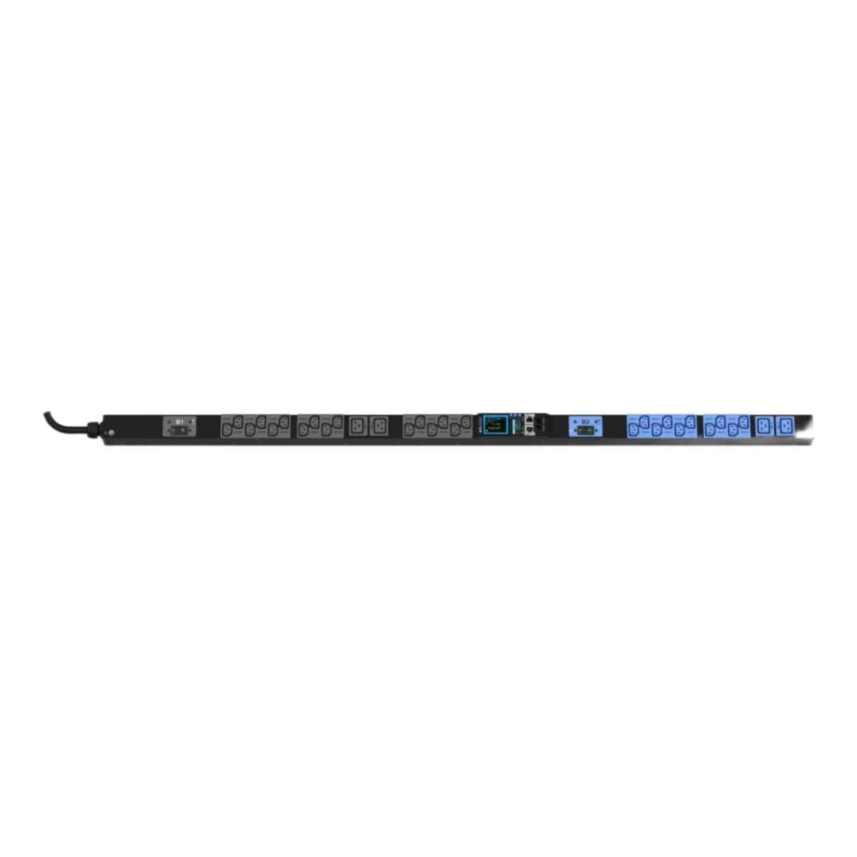 PDU Inteligente Enlogic / 24 Tomas (20) C13 + (4) C19 / 230 Vca Monofásico 32 A / 7.4 kVA / Medición por Entrada / 2 Breakers 16 A / 0U Vertical 1.49 m (4.9 ft)