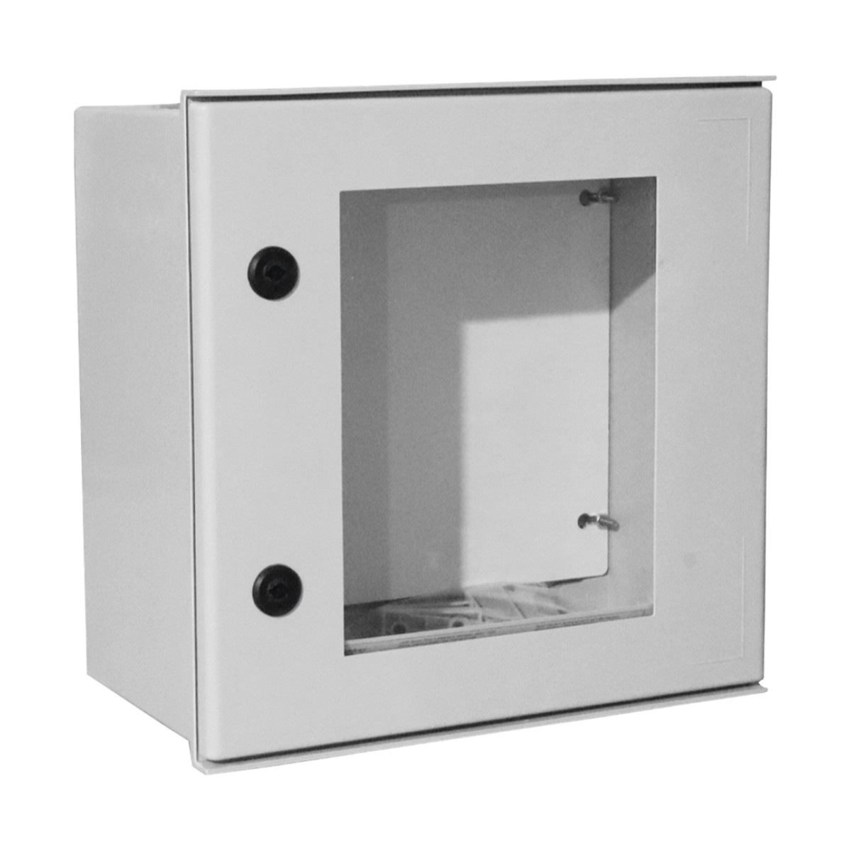Gabinete de Poliéster IP65 Puerta Transparente, Uso en Intemperie (400 x 400 x 200 mm) con Placa Trasera Interior de Plástico (Incluye Chapa y Llave).