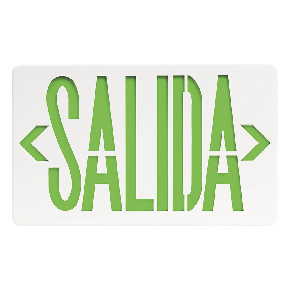 Letrero LED de Emergencia SALIDA / Voltaje Dual 120/240 VAC / Montaje Universal / Batería Ni-Cd Incluida
