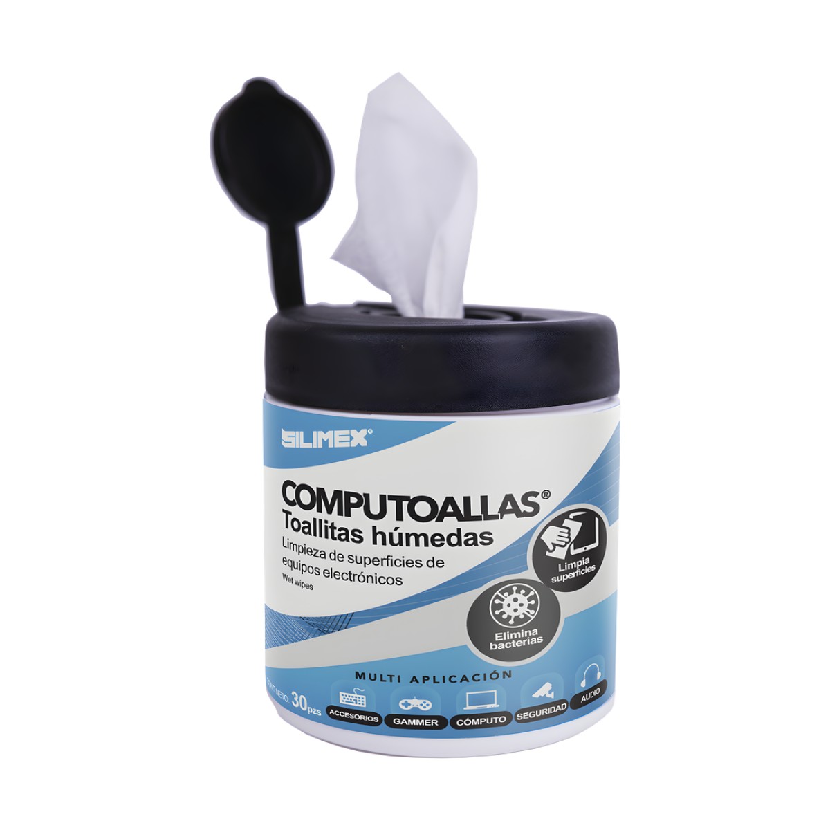 Toallas húmedas antibacteriales, para limpieza de gabinetes, equipos de cómputo, audio, vídeo y telefonía, 30 piezas