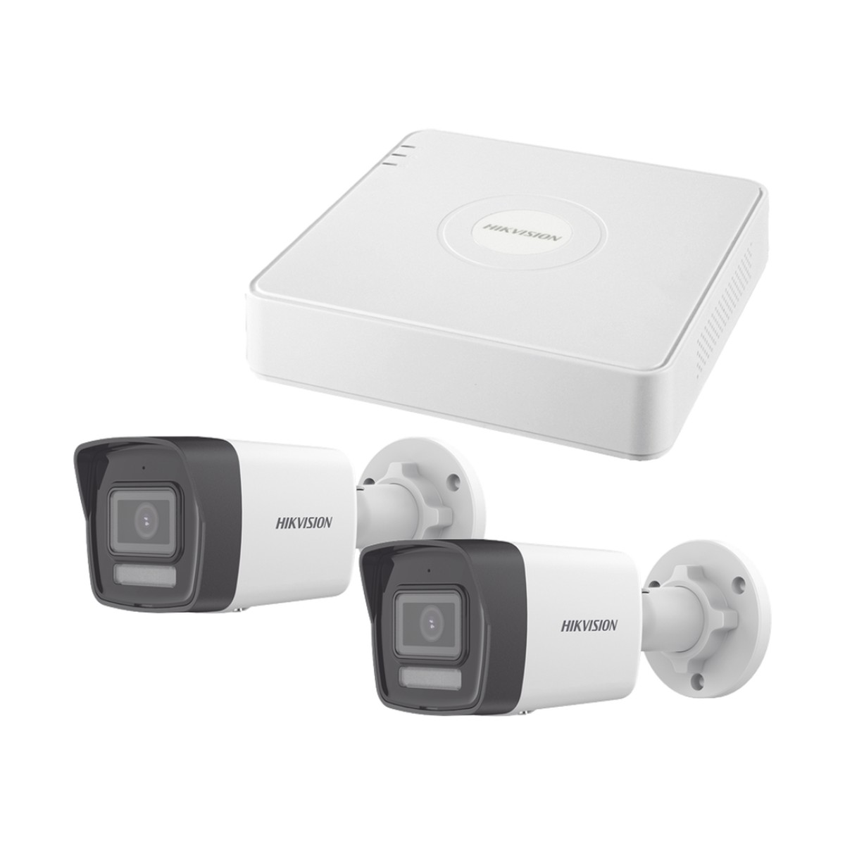 Kit IP 1080p (2 Megapixel) / NVR de 4 Canales con 4 Puertos PoE / 2 Cámaras Bala IP con Microfono Integrado / ColorVu Lite y ACUSENSE Lite