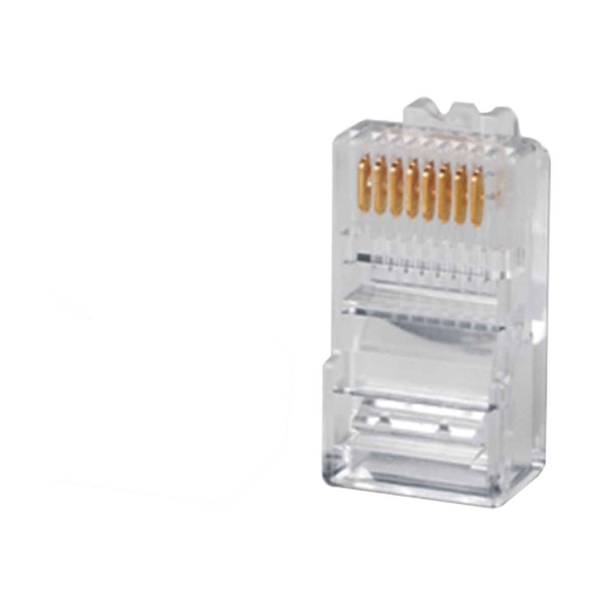 Plug RJ45 Cat5e, Para Cable UTP Calibre 22 a 26 AWG, Chapado en Oro de 50 Micras