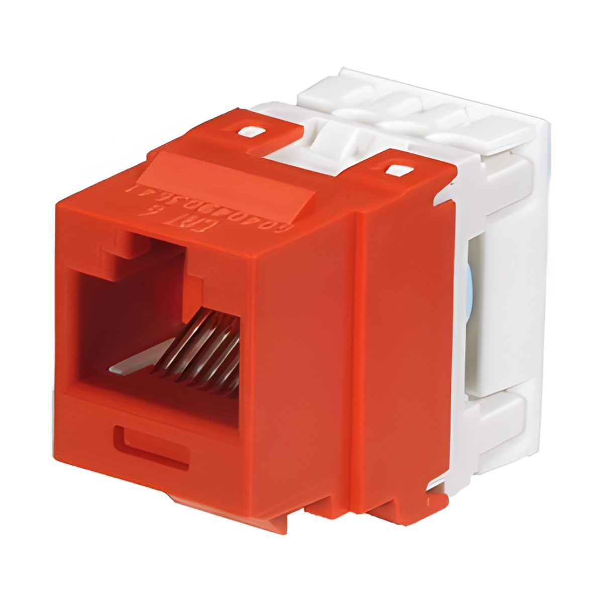 Conector Jack Estilo 110 (de Impacto), Tipo Keystone, Categoría 6, de 8 Posiciones y 8 Cables, Color Rojo