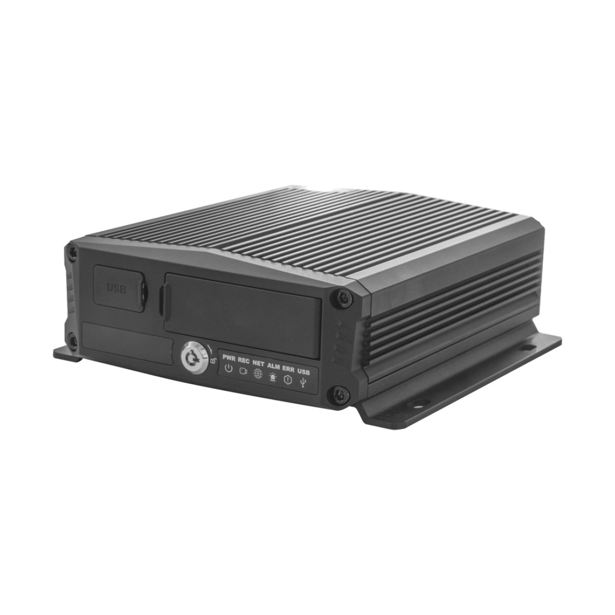 DVR Móvil / Multiplataforma / 4 Canales AHD + 2 canales IP/ Almacenamiento en Memoria Micro SD / H.265 / Chip IA Embebido / Soporta 4G / GPS / WIFI