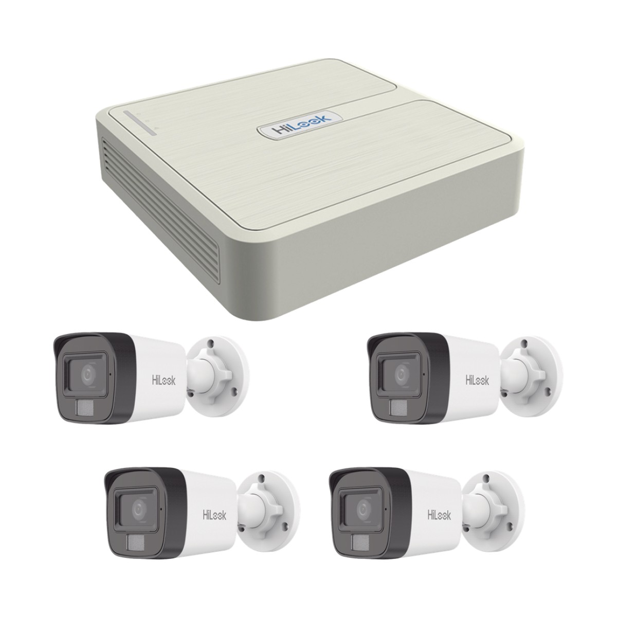 Kit IP 4 Megapixel / NVR de 4 Canales con 4 Puertos PoE / 4 Cámaras IP Dual Light con Micrófono Integrado / Bala para Exterior