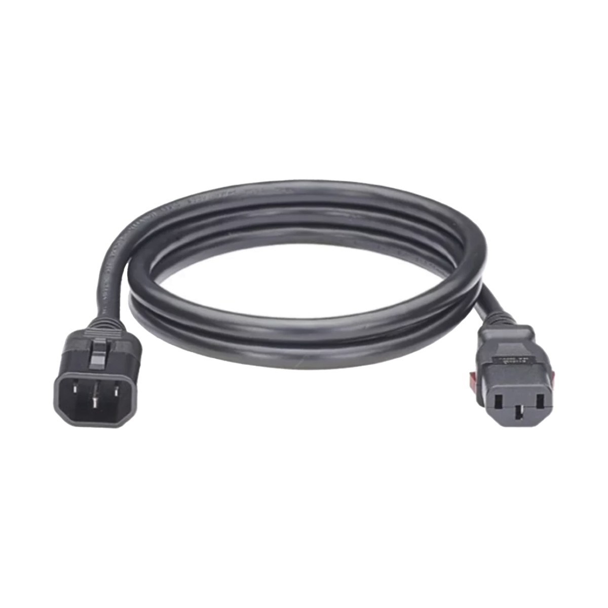 Cable de Alimentación Eléctrica Con Bloqueo de Seguridad, de IEC C14 a IEC C13, 1.8 Metros de Largo, Color Negro, 1 Pieza