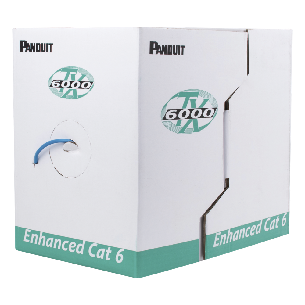 Bobina de Cable UTP 305 Metros (1000 Pies) de Cobre, TX6000™ PanNet, Reelex, Azul, Categoría 6 Mejorado (23 AWG), PVC (CM), de 4 Pares