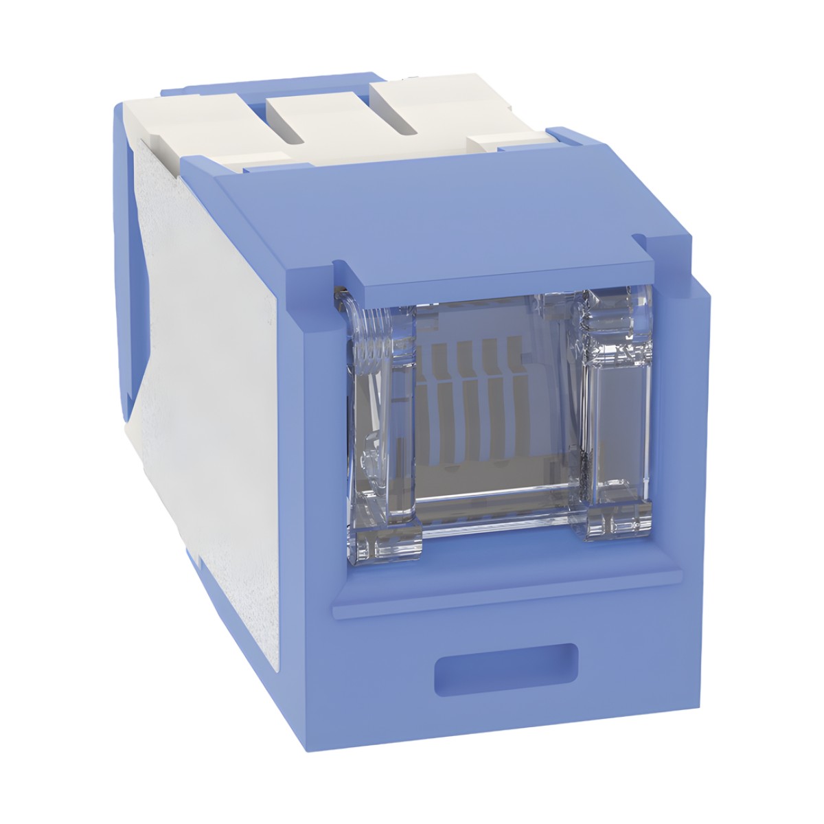 Conector Jack RJ45 Estilo TG con Ventana, Mini-Com, Categoría 6A, de 8 Posiciones y 8 Cables, Color Azul