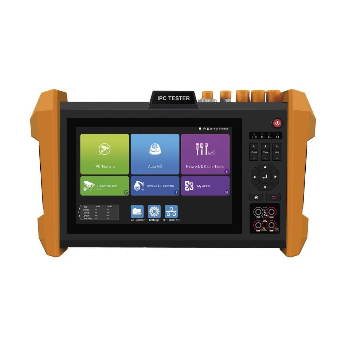 Tester Profesional Multifunción | Pantalla Táctil 7" | Láser Integrado | Cámara Integrada | Prueba IP/HD Coaxial | 4K/8K | H.265/H.265 | ONVIF | WiFi | Analizador de Cable | Medidor de Potencia Óptica y Red | TDR |