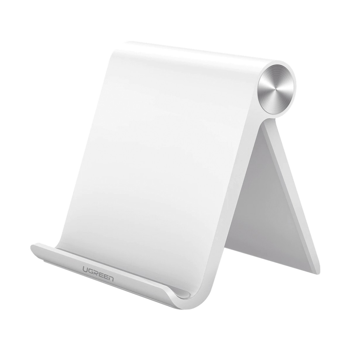 Soporte de Escritorio para Tablet /  Ajustable de 0° a 100° / Goma Antiarañazos / Antideslizante / Amplia Compatibilidad con dispositivos de 4'' a 13'' / Plegable / ABS / Color Blanco