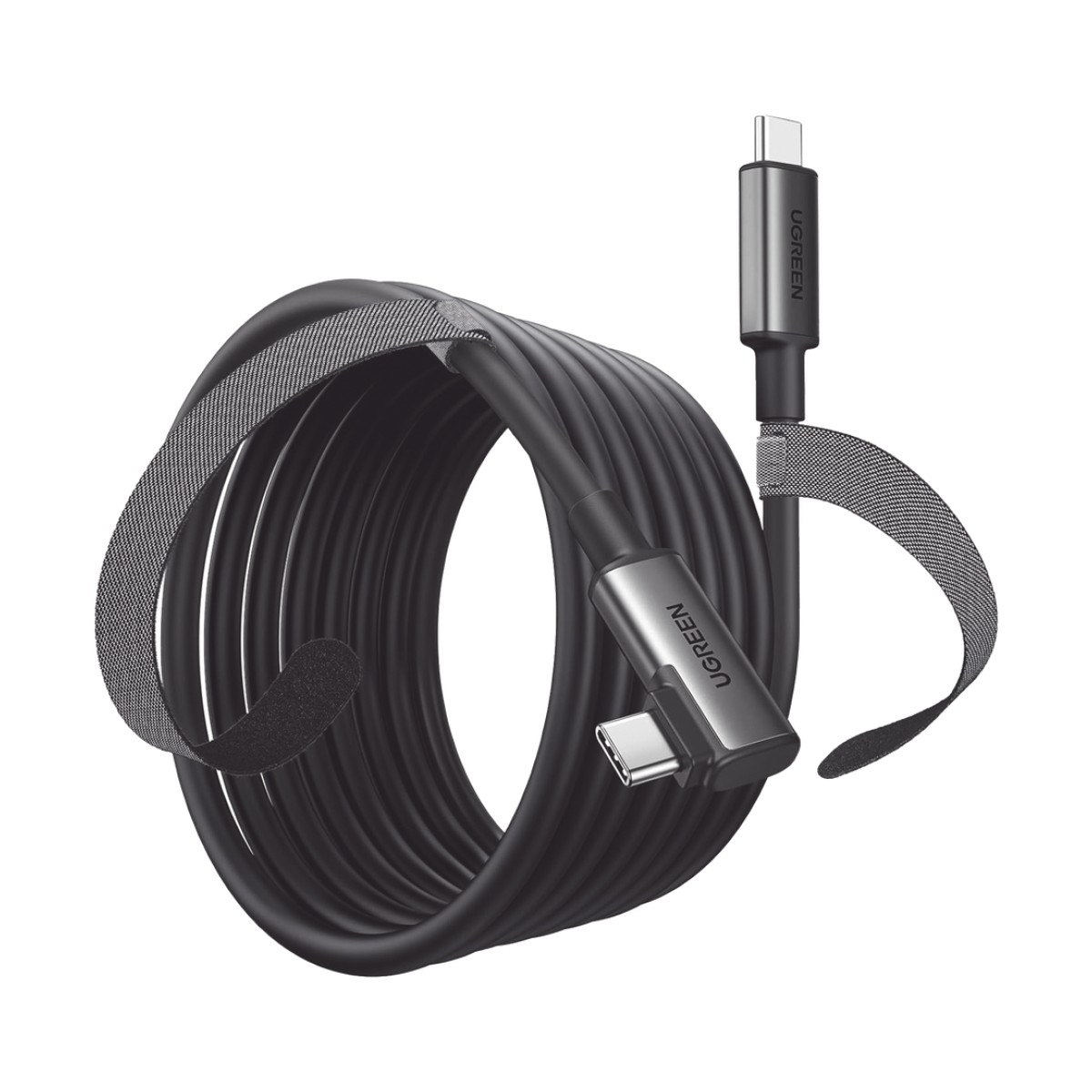 Cable USB-C a USB-C (Cable Link) | 5 metros (16 pies) |  Transferencia de Alta Velocidad | Carga Rápida | Un Extremo Angulado | Caja de Aluminio | Nylon Trenzado.