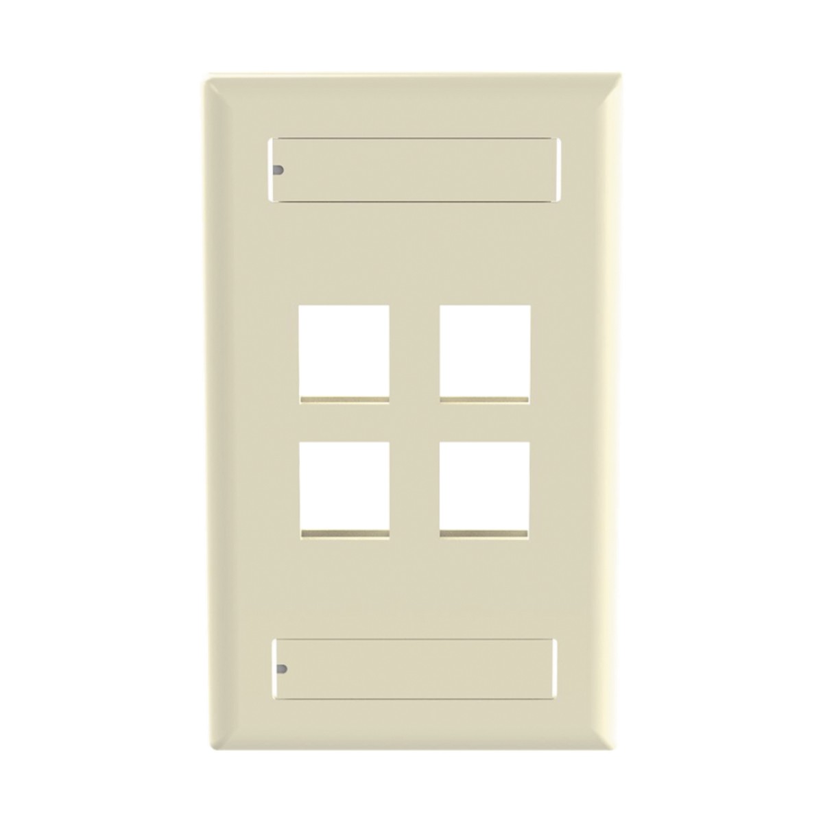 Placa de Pared Vertical, Salida Para 4 Puertos Keystone, Con Espacios Para Etiquetas, Color Marfil