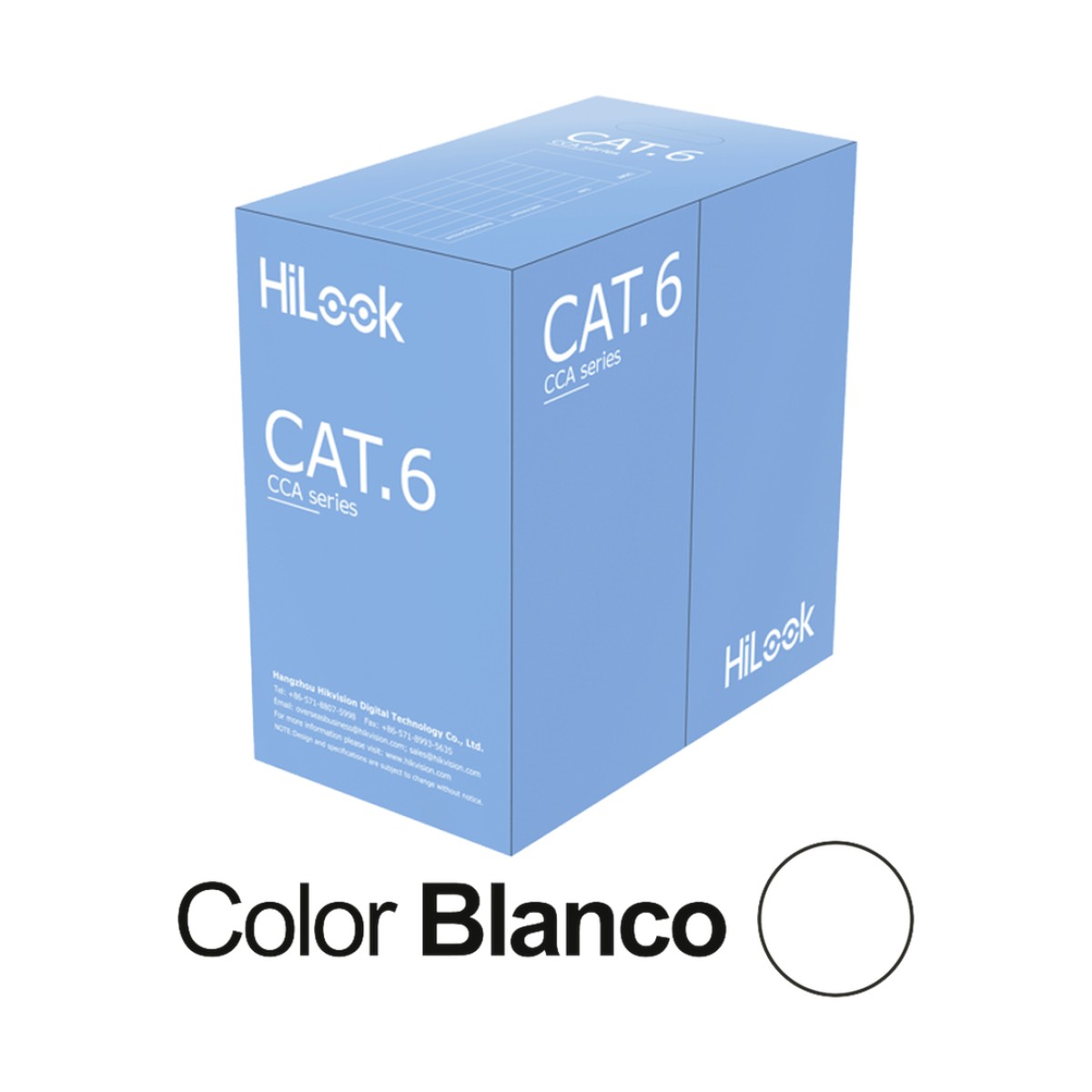 Cable de Red UTP Cat6 / 23 AWG / CCA / ANSI-TIA-568.2-D / RoHS 2.0 / CPR Fca / 305 Metros (1000 Pies) / PVC Blanco / Resistencia a la Tracción y Compresión / Operación -20°C a 70°C / Interior