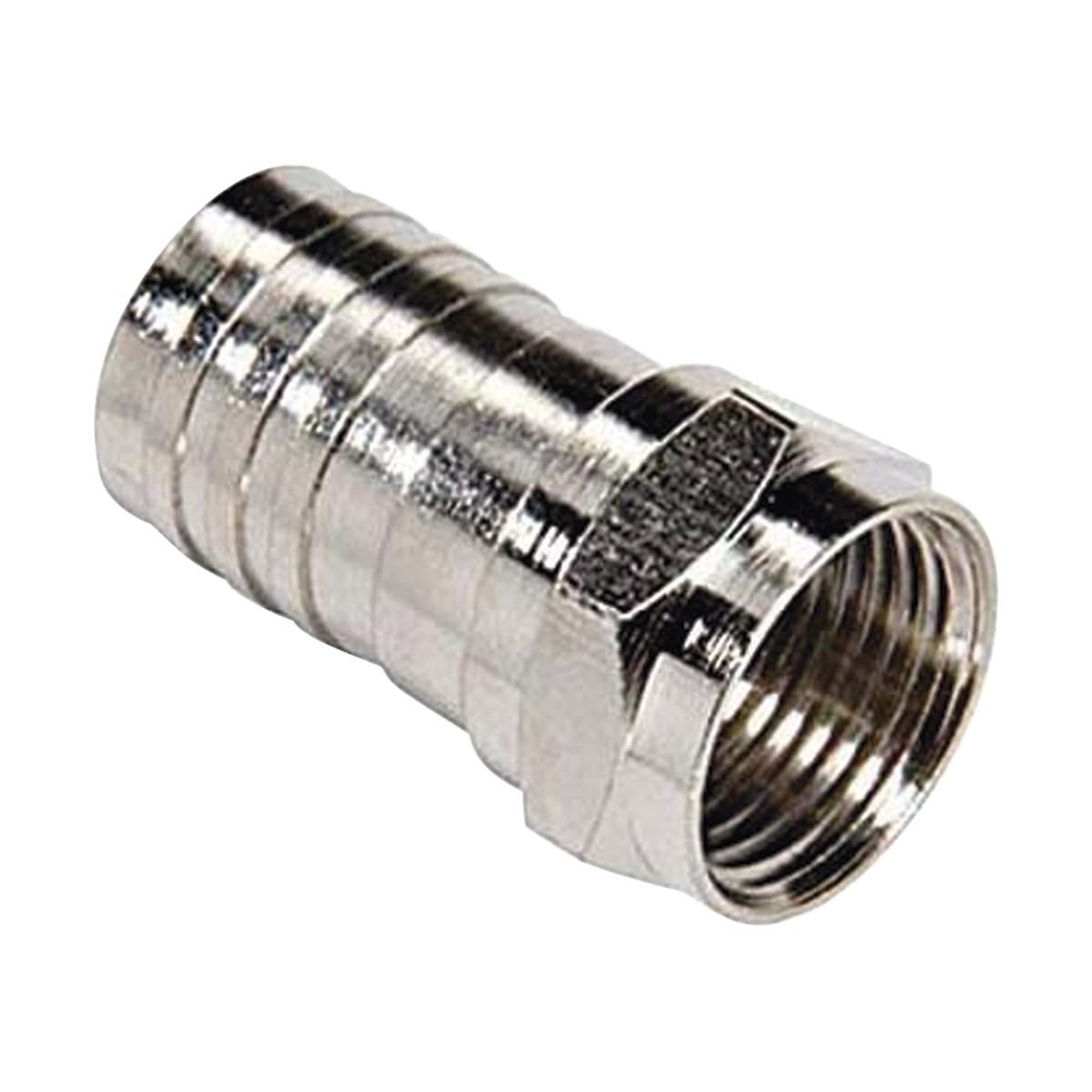 Conector F Macho, Plegable de Doble Blindaje para cable RG-6, Cuerpo de Bronce Niquelado.