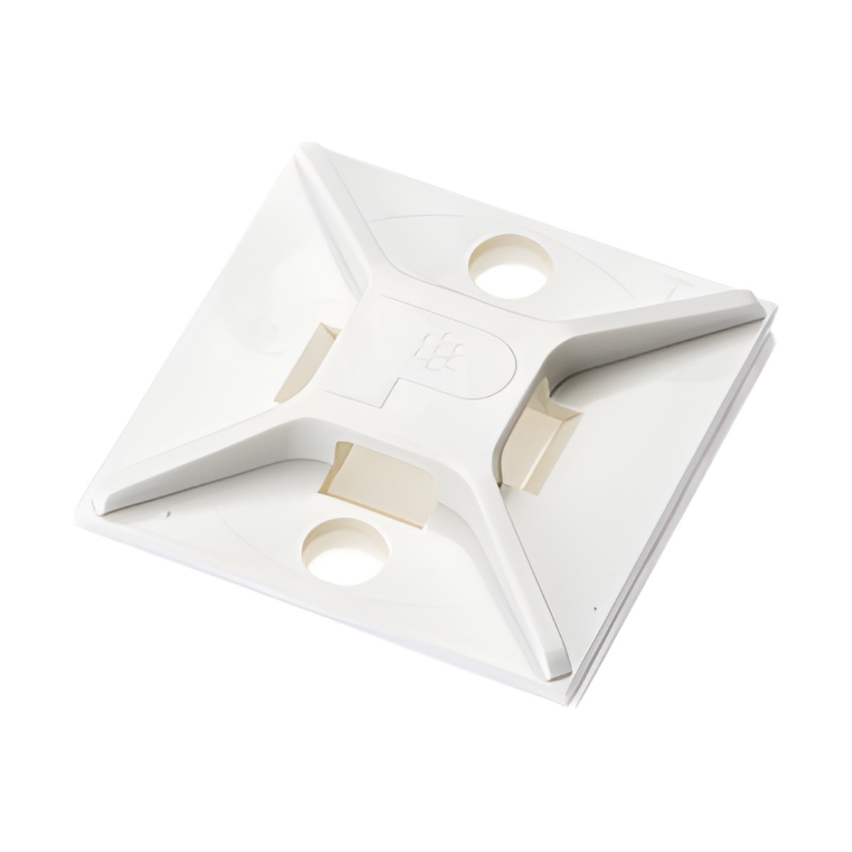 Montaje-Sujetador Para Cable de 4 Vías, con Adhesivo, 25.4 x 25.4mm (1in x 1in), Color Blanco, Uso en Interior, 1 pieza
