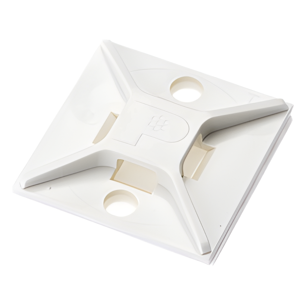 Montaje-Sujetador Para Cable de 4 Vías, con Adhesivo, 25.4 x 25.4mm (1in x 1in), Color Blanco, Uso en Interior, 1 pieza