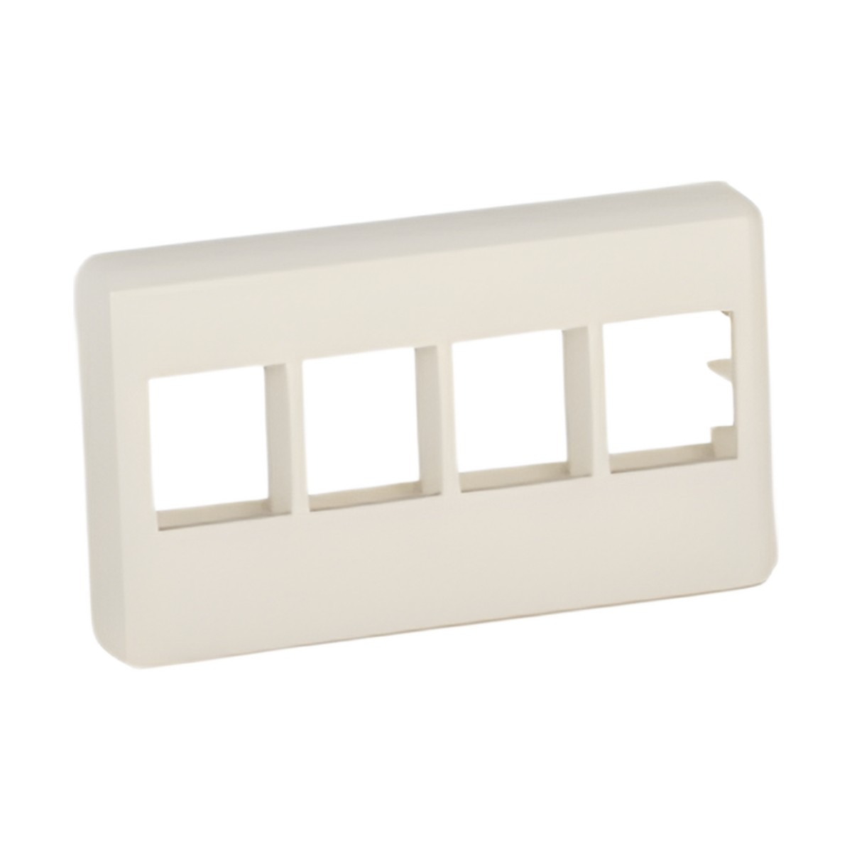 Placa de Pared Para Mueble Modular, Salida Para 4 Puertos Keystone, Color Blanco Mate