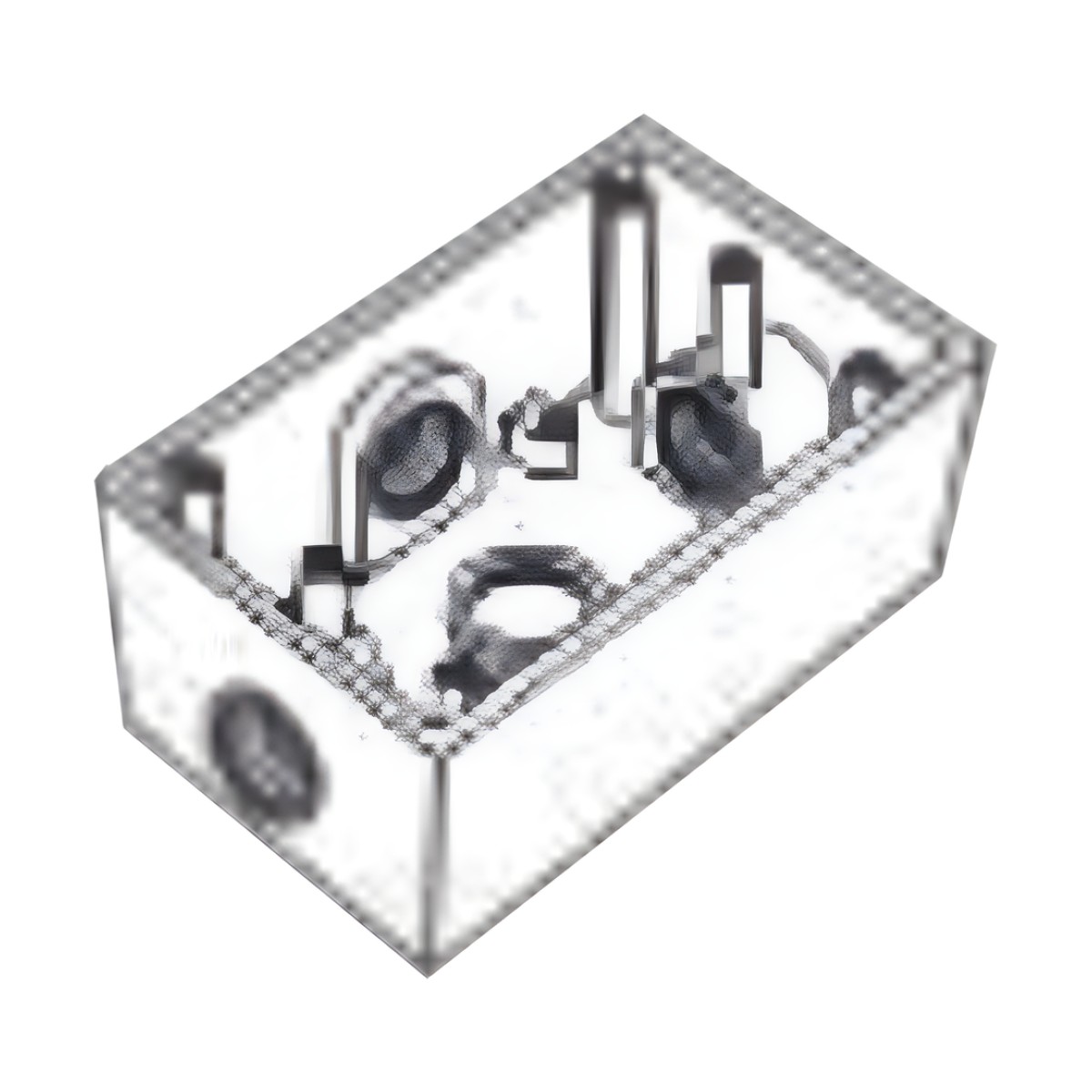 Caja Rectangular de 3/4" (19.05 mm ) con 4 bocas a prueba de intemperie.