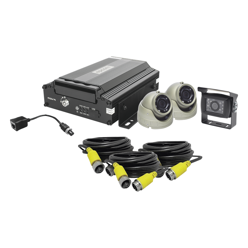 KIT DVR PARA VEHICULO /  INCLUYE /  CÁMARAS PARA INTERIOR /  CÁMARA PARA EXTERIOR, / 2MP AHD /  CABLES EXTENSORES / ADAPTADOR LAN.