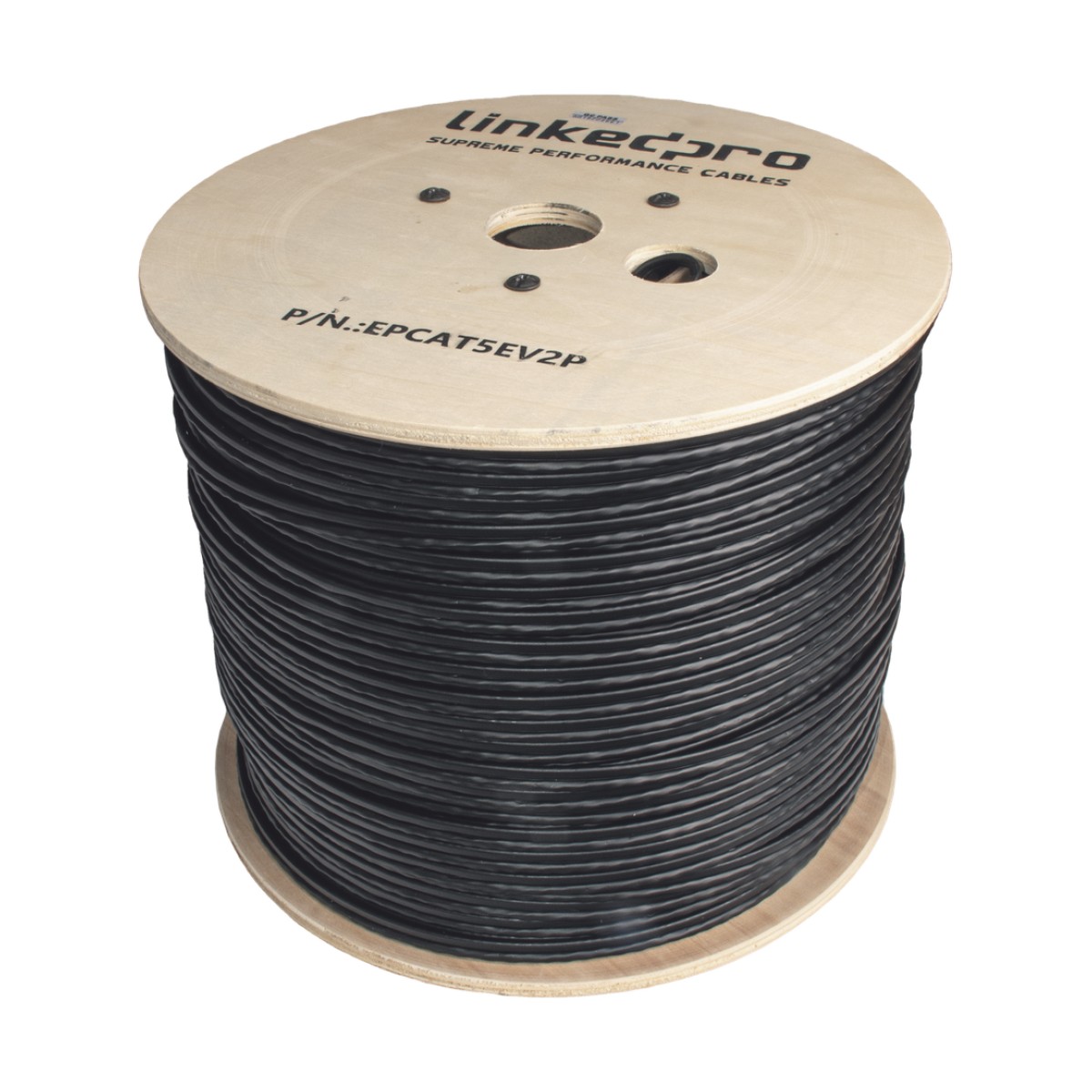 Bobina de Cable Siamés Cat5e CCA + 2 Cables Gruesos (16 AWG) para Alimentar Cámaras Más Lejos / 305 Metros (1000 Pies) / Instalación en Exterior / Uso Industrial para Climas Extremos