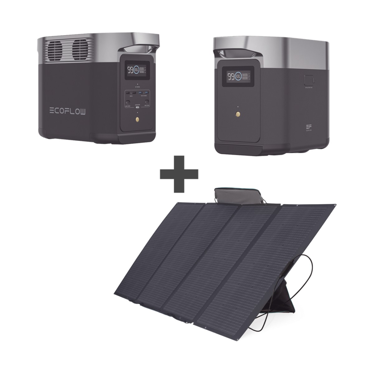 Kit de Estación de Energía Portátil 1024Wh + Batería Externa 1024Wh + Panel Solar Flexible 400W (2024Wh Totales)