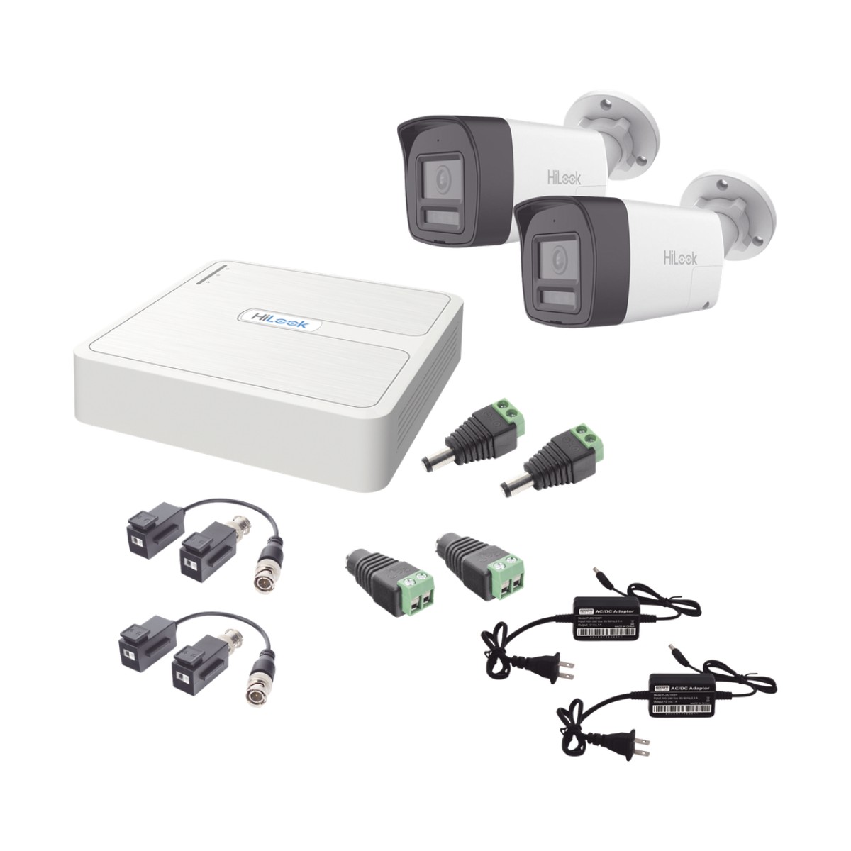 Kit HiLook Audio Bidireccional TurboHD 1080p / DVR 4 Canales / 2 Cámaras Bala (Exterior) con Bocina y Microfóno Integrado / 2 Fuentes de Poder / Accesorios