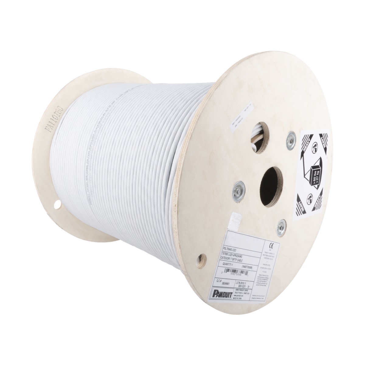 Bobina de Cable Blindado F/UTP de 4 Pares, Cat6A, Soporte de Aplicaciones 10GBase-T, LSZH (Libre de Gases Tóxicos), Color Blanco, 305 Metros (1000 Pies)