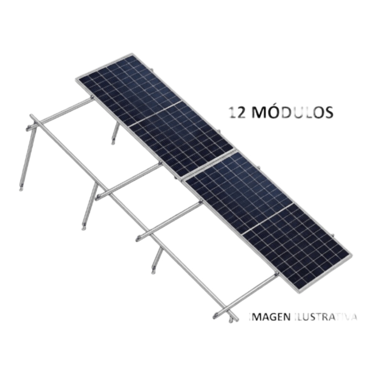 Kit Basel Sistema de Montaje Solar para 12 Módulos / Inclinación 10° / Para Módulo 645 W / Dimensiones del Módulo 2.382 m (7.8 ft) x 1.134 m (3.7 ft) / Velocidad de Viento 170 km/h /  Losa Plana Doble Fila