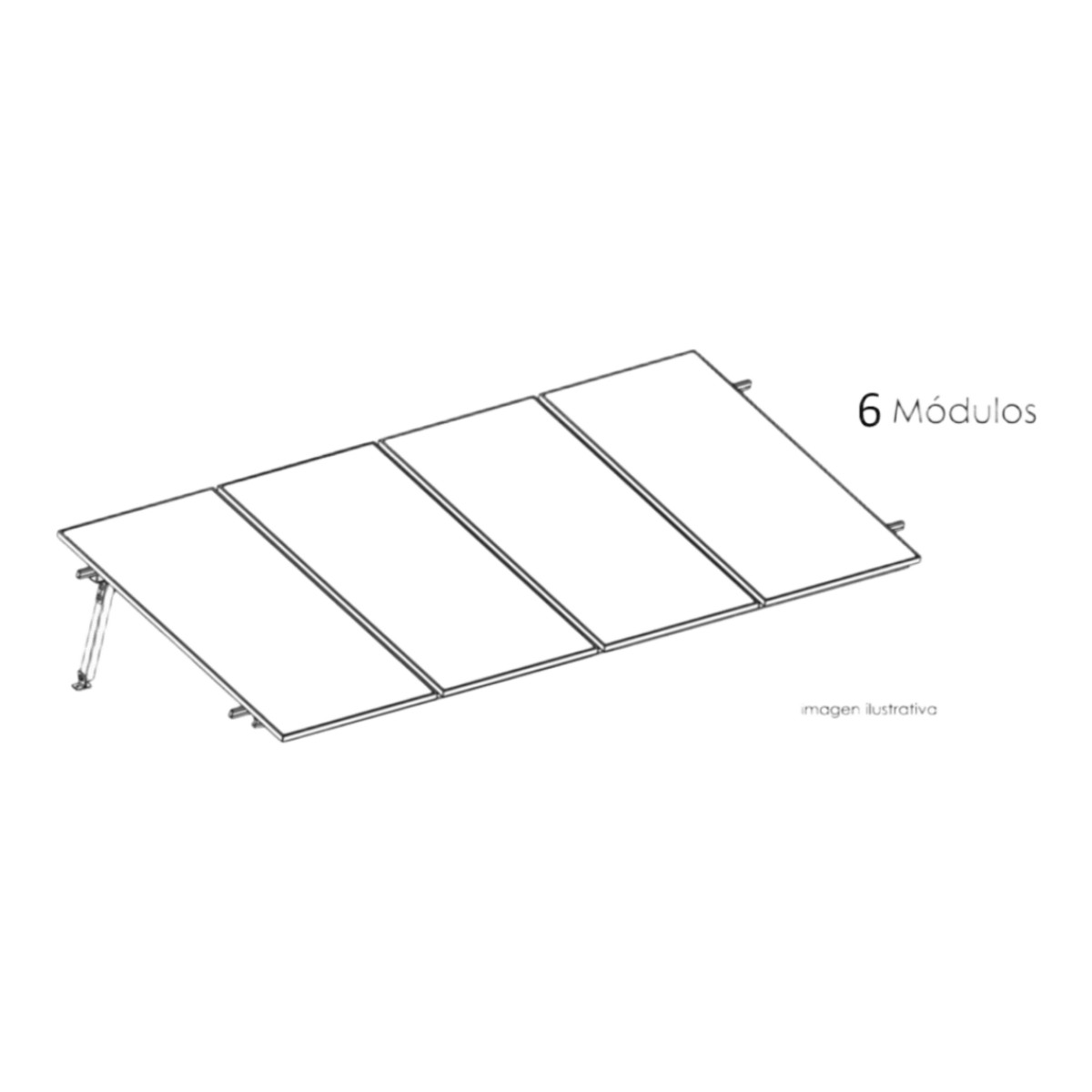 Kit Basel Sistema de Montaje Solar para 6 Módulos / Inclinación 10° / Para Módulo 645 W / Dimensiones del Módulo 2.382 m (7.8 ft) x 1.134 m (3.7 ft) / Velocidad de Viento 170 km/h /  Losa Plana Una Fila
