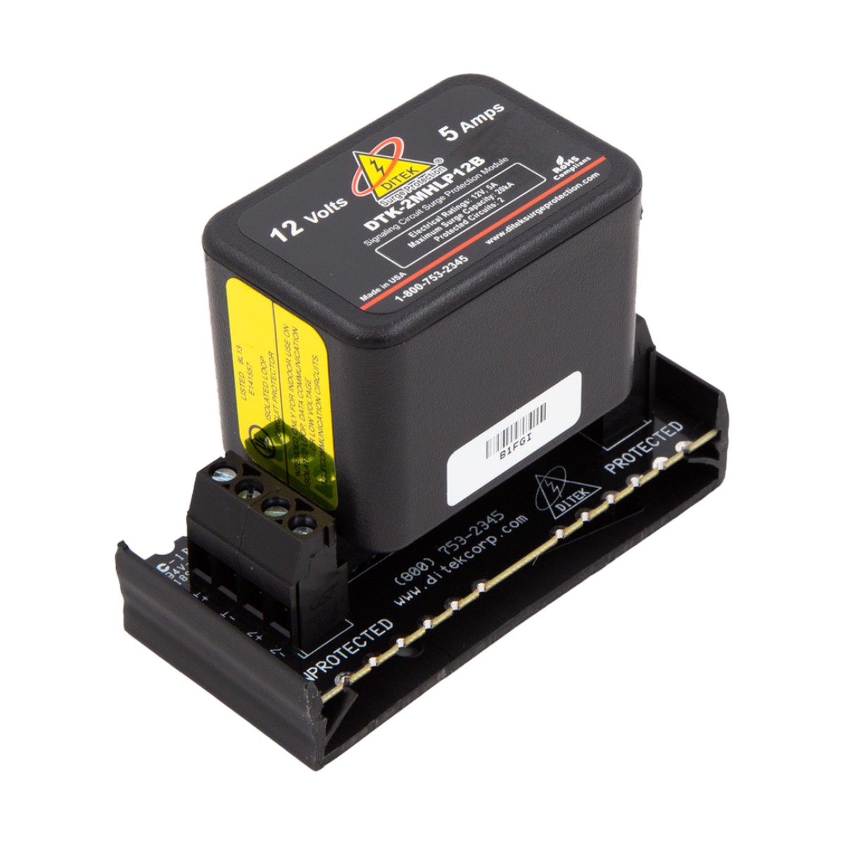 Protector Modular 12 V / 2 Pares / Hot-Swap / Tecnología SAD / Voz Datos y Señalización