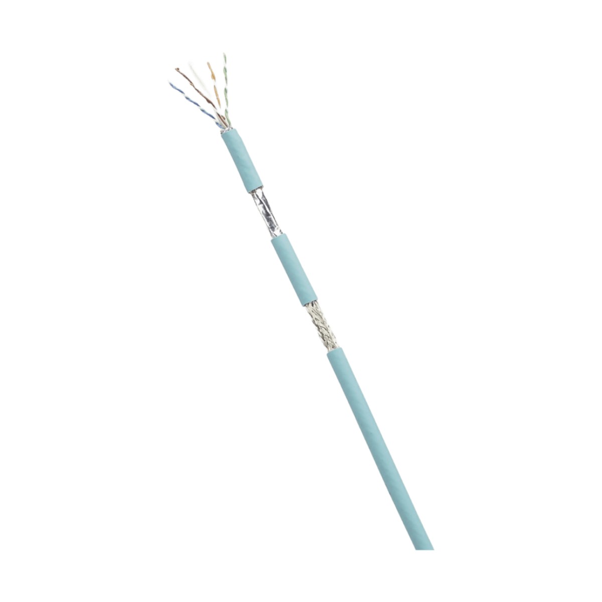 Bobina de Cable Blindado SF/UTP Categoría 6A, Uso Industrial con Resistencia al Aceite y Rayos UV, Multifilar 24/7 (Flexible), Color Azul Cerceta, Bobina de 305 Metros (1000 Pies)